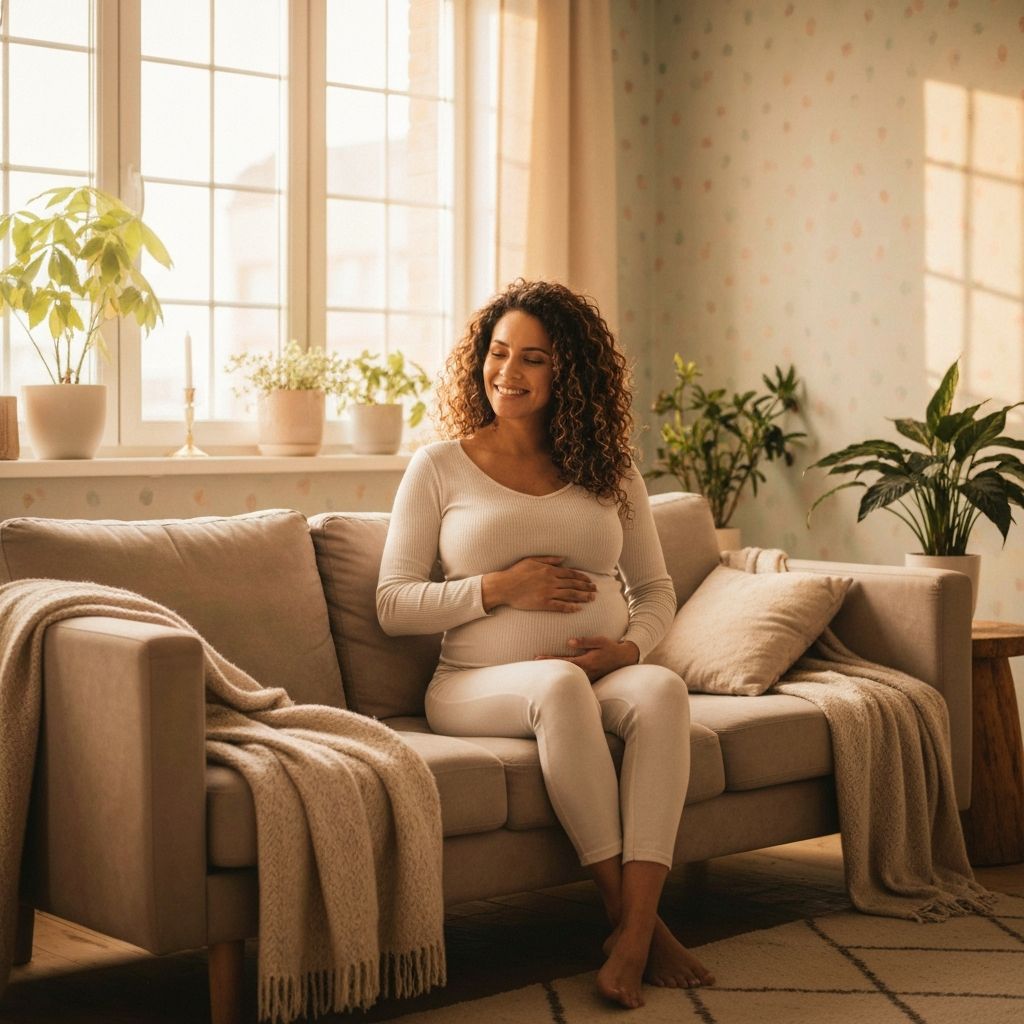 Pregnant woman in a calm wellness setting